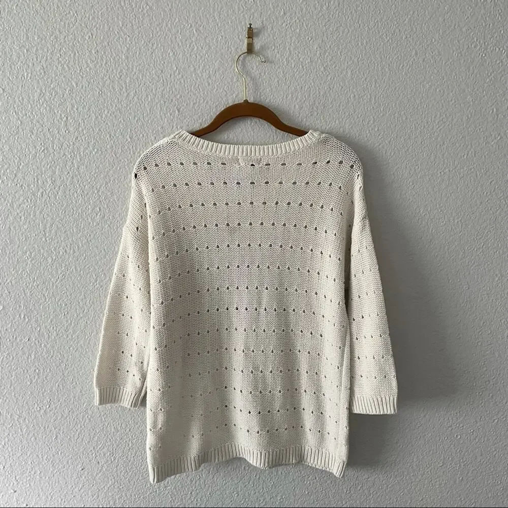 Old Navy White Cream Open Knit Sweater - Picture 3 of 5